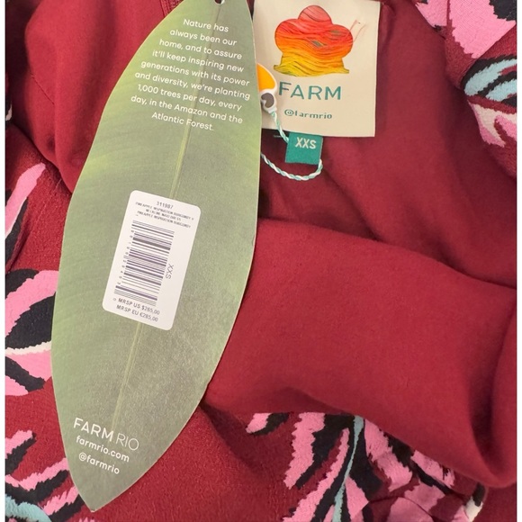 FARM RIO Burgundy Pineapple Inspiration Floral Print V Neck Open Back Maxi Dress - Picture 10 of 11